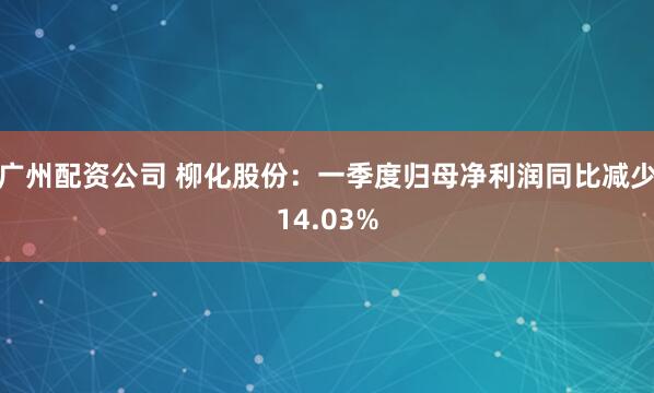 广州配资公司 柳化股份：一季度归母净利润同比减少14.03%